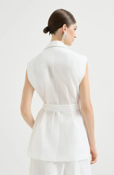 Brunello Cucinelli Poplin Belted Vest In White