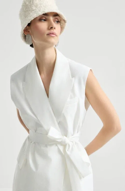 Brunello Cucinelli Poplin Belted Vest In White