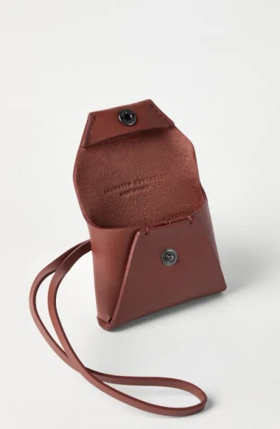 Brunello Cucinelli Flap Leather Bag Charm In Brown