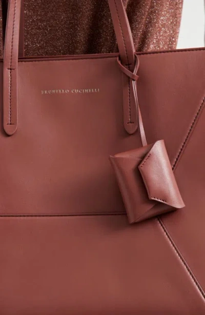 Brunello Cucinelli Flap Leather Bag Charm In Brown