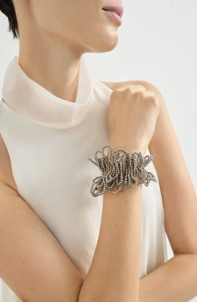 Brunello Cucinelli Hematite And Sterling Silver Bracelet In Metallic