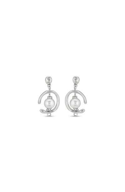 Unode50 Sterling Silver-plated Hoop Earrings With Pearl In White