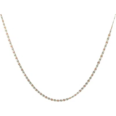 Ancona Jewelry 14k Tri Color Gold Valentino Heart Link Necklace, 18"  2.6mm In Yellow