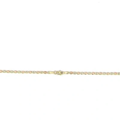Ancona Jewelry 14k Tri Color Gold Valentino Heart Link Necklace, 18"  2.6mm In Yellow