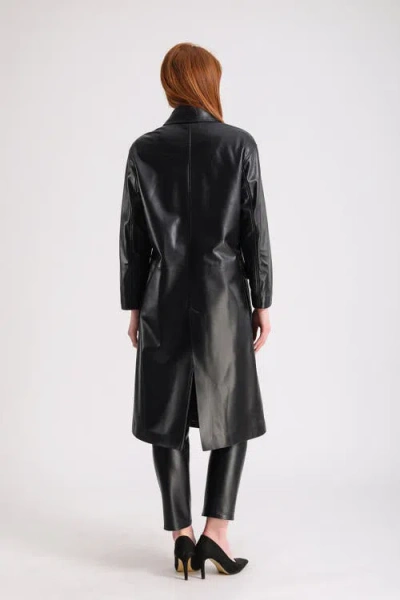 Furniq Uk Llc Pimlico Leather Trench Coat In Black