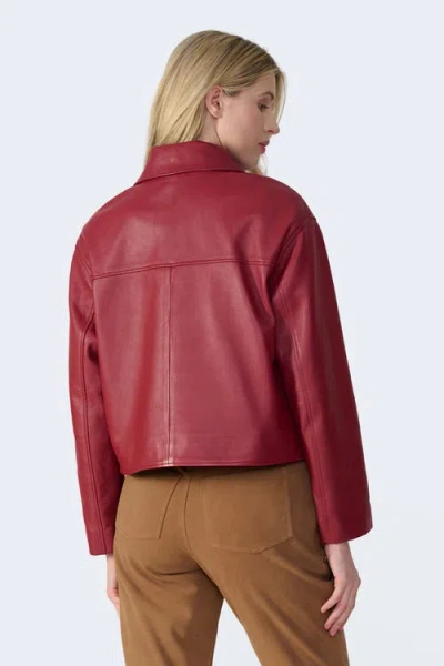 Furniq Uk Ella Leather Jacket In Burgundy