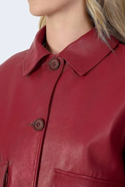 Furniq Uk Ella Leather Jacket In Burgundy