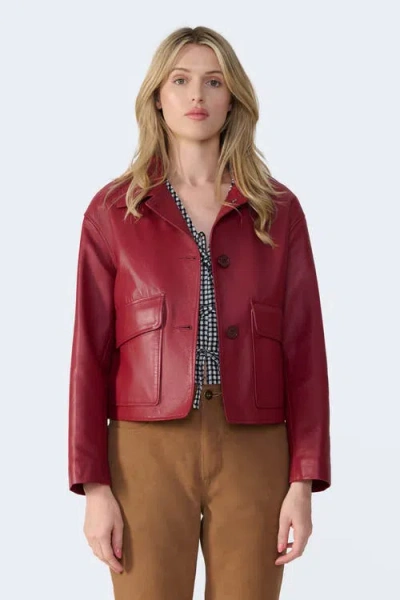 Furniq Uk Ella Leather Jacket In Burgundy