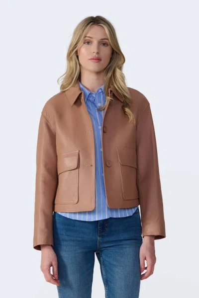 Furniq Uk Ella Leather Jacket In Brown