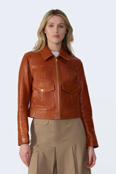 Furniq Uk Flora Leather Jacket In Burgundy