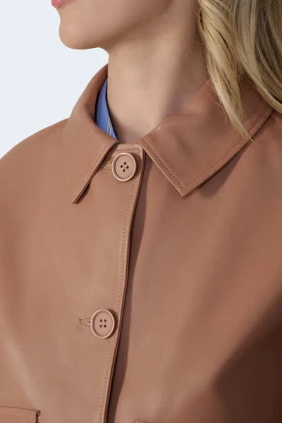 Furniq Uk Ella Leather Jacket In Brown