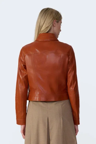 Furniq Uk Flora Leather Jacket In Burgundy