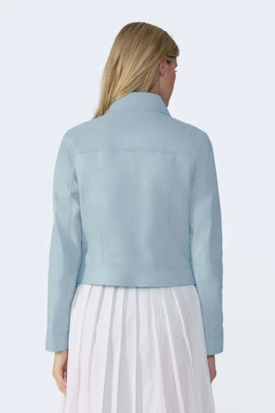 Furniq Uk Flora Leather Jacket In Blue