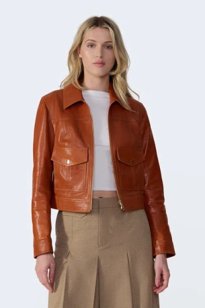Furniq Uk Flora Leather Jacket In Burgundy