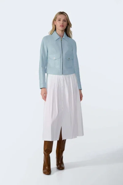 Furniq Uk Flora Leather Jacket In Blue