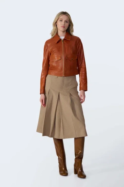 Furniq Uk Flora Leather Jacket In Burgundy