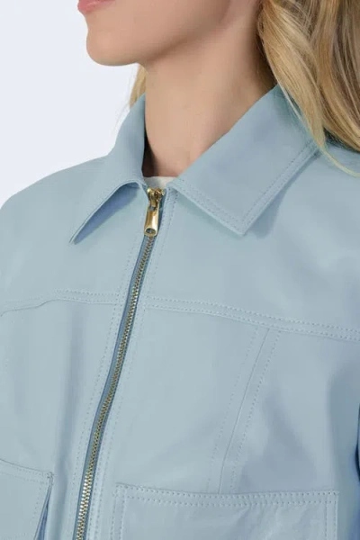 Furniq Uk Flora Leather Jacket In Blue