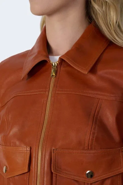 Furniq Uk Flora Leather Jacket In Burgundy