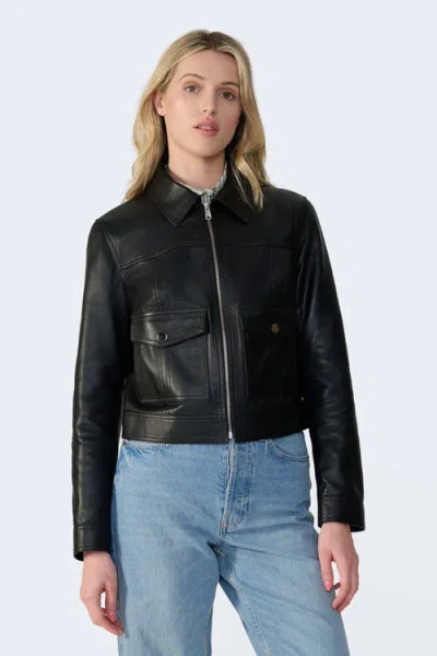 Furniq Uk Flora Leather Jacket In Black