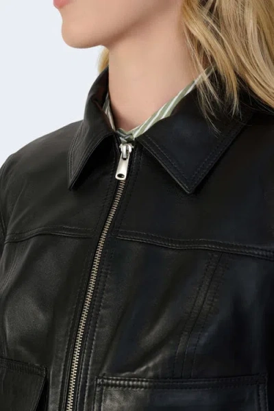 Furniq Uk Flora Leather Jacket In Black