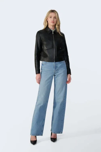 Furniq Uk Flora Leather Jacket In Black