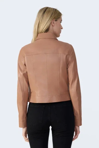 Furniq Uk Flora Leather Jacket In Brown