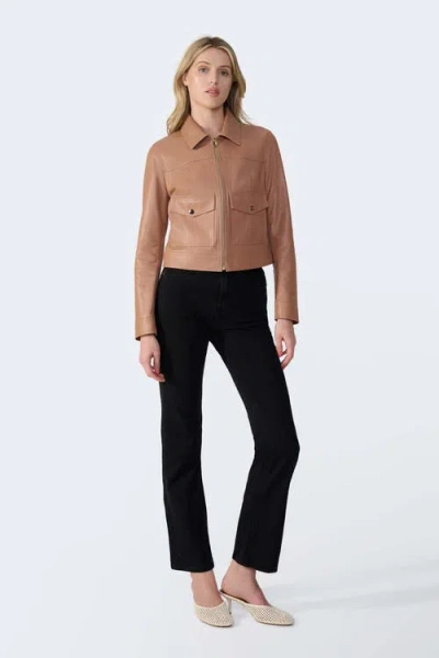 Furniq Uk Flora Leather Jacket In Brown