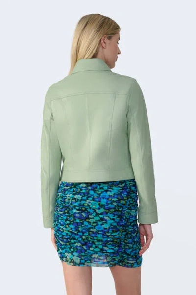 Furniq Uk Flora Leather Jacket In Green