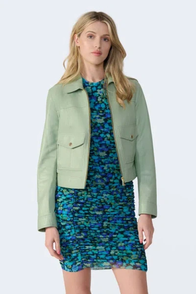 Furniq Uk Flora Leather Jacket In Green