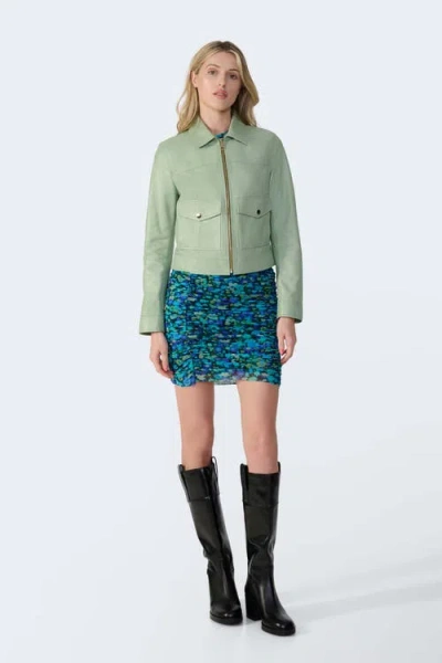 Furniq Uk Flora Leather Jacket In Green