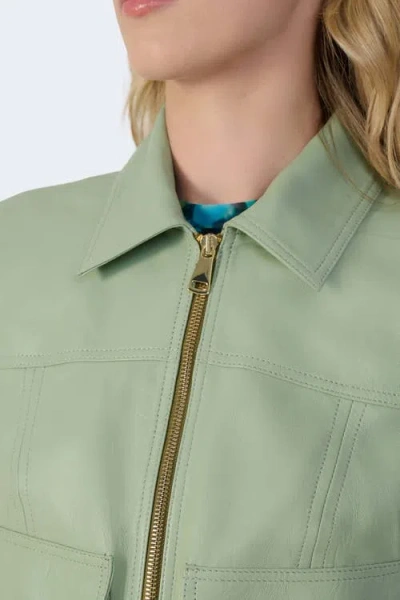 Furniq Uk Flora Leather Jacket In Green