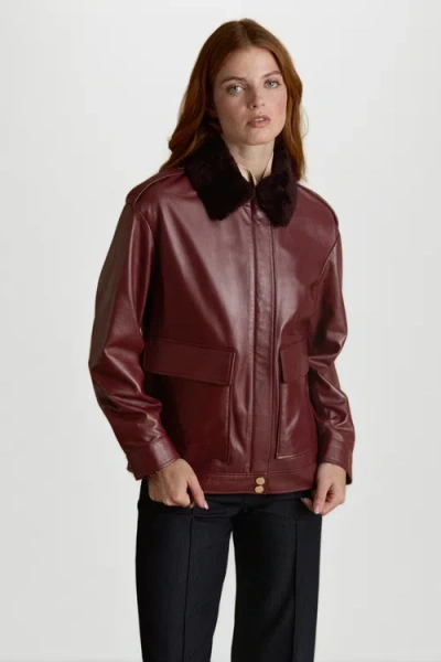 Furniq Uk Llc Alma Leather Jacket In Burgundy