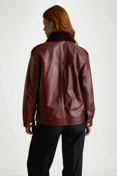 Furniq Uk Llc Alma Leather Jacket In Burgundy