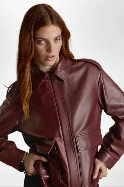 Furniq Uk Llc Alma Leather Jacket In Burgundy