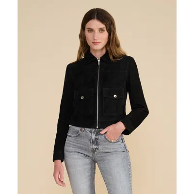 Furniq Uk Isabella Suede Jacket In Black