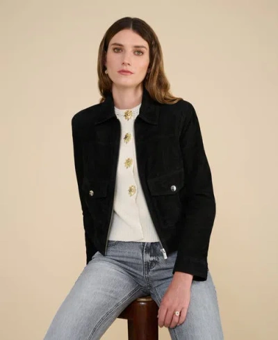 Furniq Uk Isabella Suede Jacket In Black