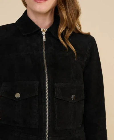 Furniq Uk Isabella Suede Jacket In Black