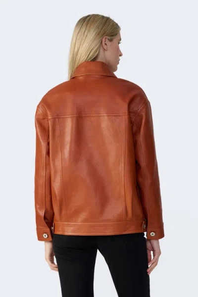 Furniq Uk Bobbie Leather Shirt Jacket In Brown