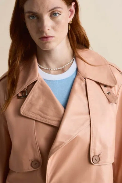 Furniq Uk Lola Leather Jacket In Orange