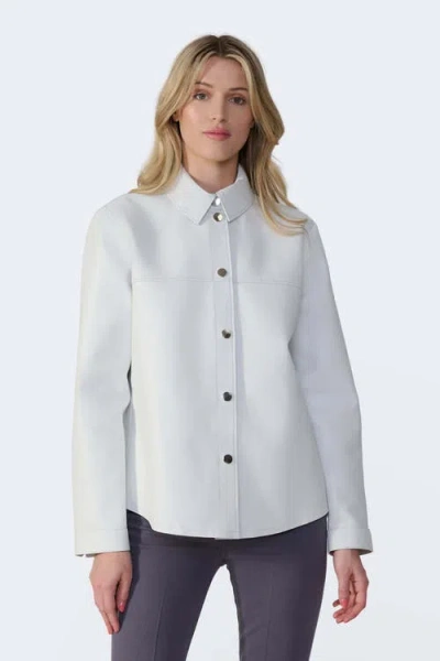 Furniq Uk Llc Frankie Leather Shirt Jacket In White