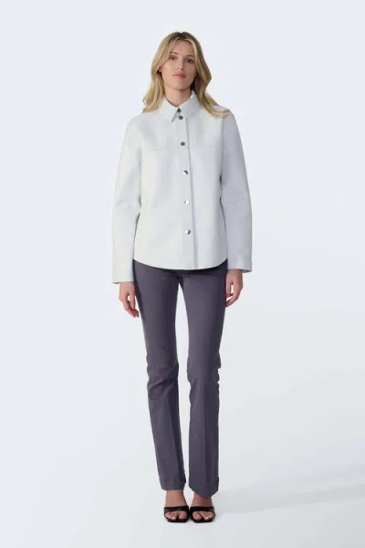Furniq Uk Llc Frankie Leather Shirt Jacket In White