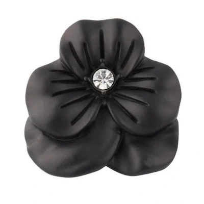 Jan Leslie Matte Flower Lapel Pin In Black