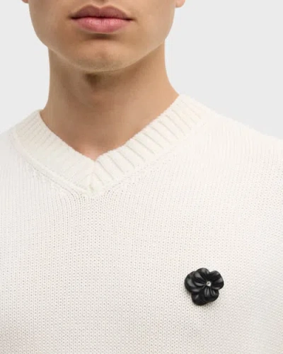 Jan Leslie Matte Flower Lapel Pin In Black