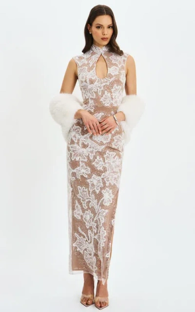 Miss Circle Jazmin Faux Fur Scarf Wrap Stole In White