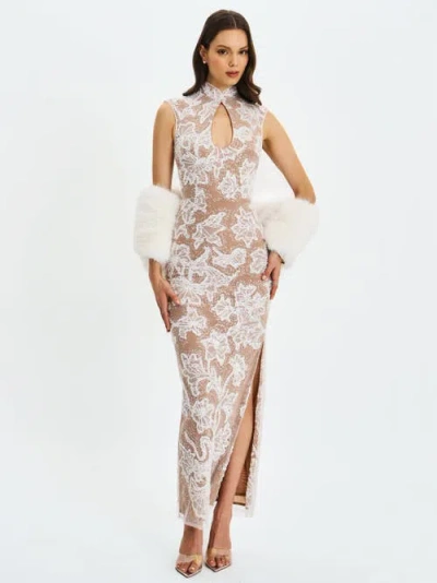 Miss Circle Jazmin Faux Fur Scarf Wrap Stole In White