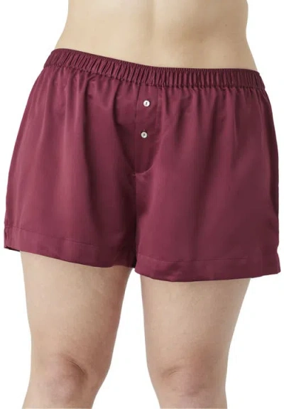 Cuup The Boxer Short Recycled Satin In Burgundy