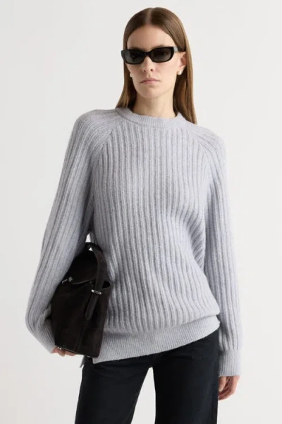 Modern Citizen Roylene Ribbed Boyfriend Sweater In Silver