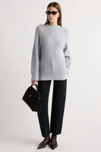 Modern Citizen Roylene Ribbed Boyfriend Sweater In Silver