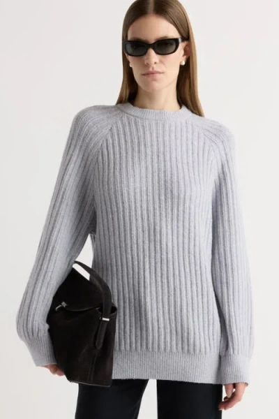 Modern Citizen Roylene Ribbed Boyfriend Sweater In Silver