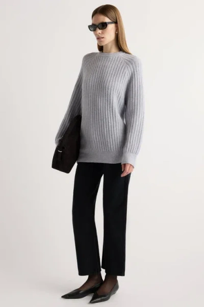Modern Citizen Roylene Ribbed Boyfriend Sweater In Silver